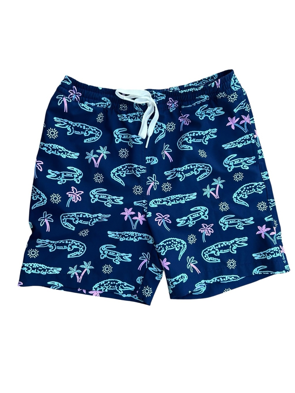 Chubbies Boys Swim Trunks the Neon Glades Alligator Print Navy Size 10/12